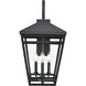 Seager 3 Light 24.25 inch Textured Black Outdoor Wall Sconce